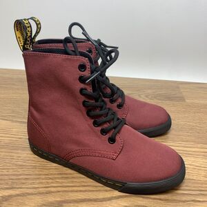 DR. MARTENS Air Wair Shoreditch Red Burgundy youth  Size 1 girls Canvas Boots